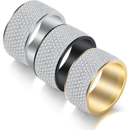 Wholesale 316L Stainless Steel Crystal Pave Rings for birthday gift Fashion Jewelry Women Accessories Ring Drop Shipping