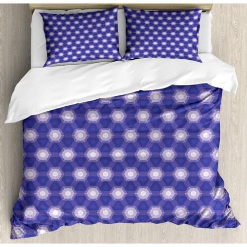 Abstract Duvet Cover Set Unusual Dreamy Pattern with Shapes 3 Piece Bedding Set Blue Violet Pastel Purple Royal Blue