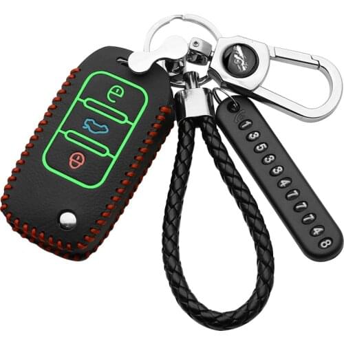 New Top Layer Leather Car Key Case Cover For VW Golf Bora Jetta POLO GOLF 7 mk7 Passat Skoda Octavia A5 A7 Fabia SEAT Ibiza Leon