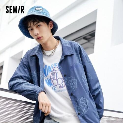 SEMIR Jacket Men Tide Brand 2021 New Full-Print Man Spring Autumn Coat Harajuku Style Lapel Coach Jacket