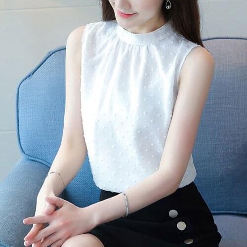 Summer Women Chiffon Sleeveless Folds Fashion Tops Solid Color Vest Korean Version Office Style Lnside MM0355