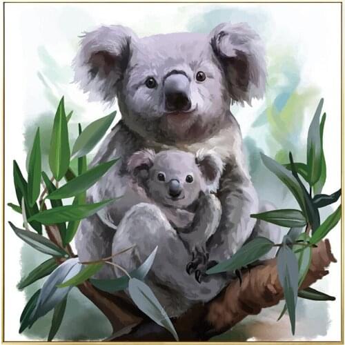 Nature Cute Koala and Koala Baby Poster Canvas Painting Wall Art Print Picture for Kids Bedroom Nursery Room Decoration Gift