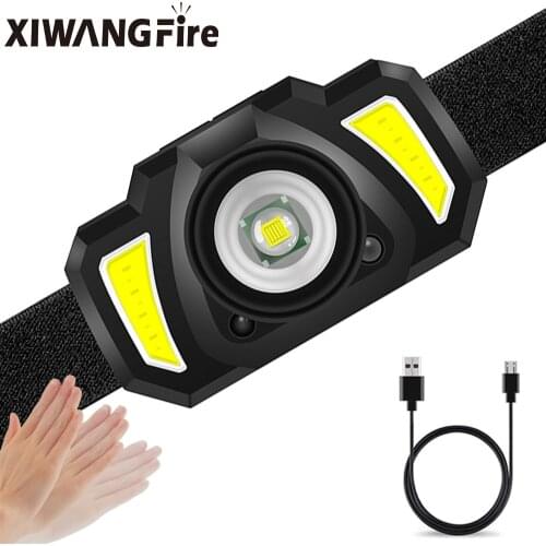 Micro USB Charging Long-shot Strong Headlight Smart Induction LED Headlamp Telescopic Zoom Outdoor Riding Night Fishing Headlamp