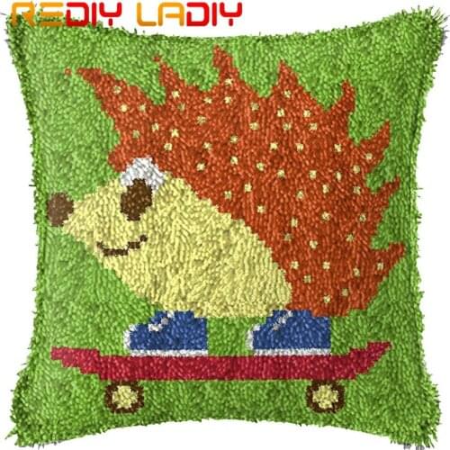 Latch Hook Kits Make Your Own Cushion Cartoon Hedgehog Acrylic Yarn Crochet Pillow Case Latch Hook Cushion Cover Hobby & Crafts