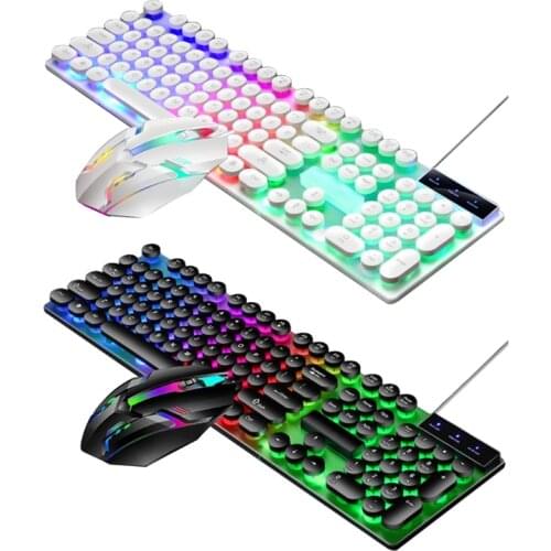 2021 New Steampunk Gaming Mechanical Keyboard Metal Panel Round Retro Keycap Backlit