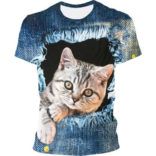 2021 New Fashion Cool T-shirt For Men And Women, Two Cats Printing 3d T-shirt, Summer Short-sleeved T-shirt, Male T-shirt 110-6x