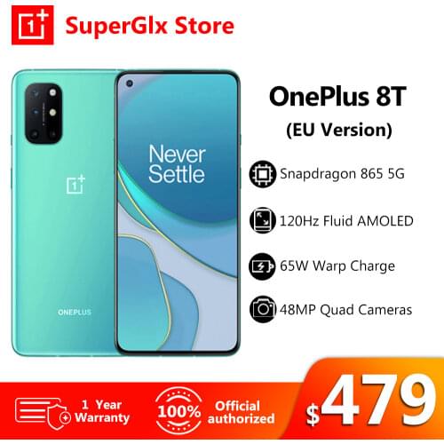 New Oneplus 8T 8 T 5G Global Rom SmartPhone 120Hz Fluid AMOLED Display Snapdragon 865 65W Warp Charge One plus 8T Mobile Phone