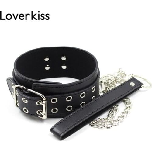 Loverkiss Thick Faux Leather Bondage Collar Fetish Bdsm Sex Toys for Adult Games Beginner,Sex Neck Collar and Leash Sex Products