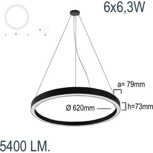Pamir Lighting 6x6,3W Diameter: 620mm Circular Suspended LED Lighting Fixture, PL8SO6L15C Energy Saving Light, Decorative Design