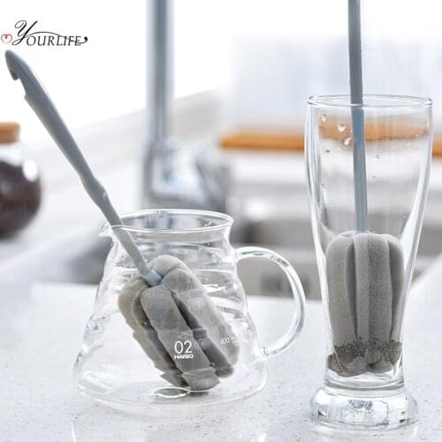 OYOURLIFE Long Handle Sponge Bottle Cleaner Glass Cup Milk Bottle Teapot Decontamination Scrubber Home Kitchen Cleaning Tools
