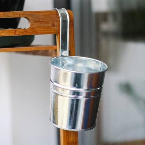 Hanging Flower Pots Flowerpots Basket Planter Holder Vintage Style Handmade With Hook High Quality 2 Pcs Creative Tin Bucket