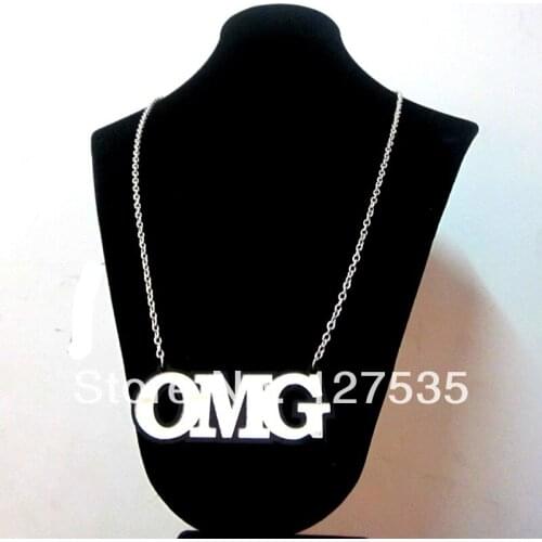 Latest fashion women jewelry accessories cheap alphabet big letter OMG statement necklace