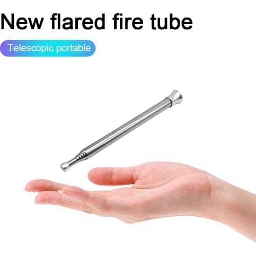 Fire Blower Stainless Steel 6 Section Telescopic Fire Blow Tube Pipe for Travelling Easy Carrying Outdoor Camping Hiking Tools