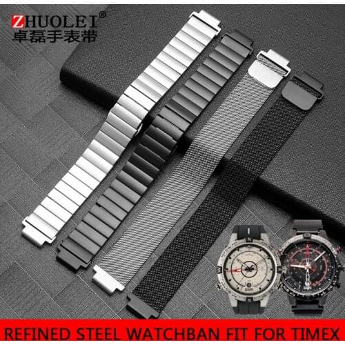 New Design Center steel belt fit for TIMEX watch t2n720 t2n721 t2n739 t49859 convex steel chain for mens Watch