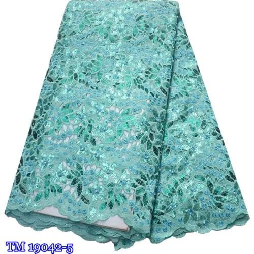Most popular African french tulle lace fabric 2019 embroidered beaded stones sequins Nigerian double organza lace fabrics women