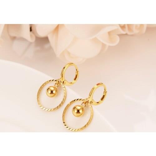 Lovely ball Earrings 24K Gold drop Earings For Women Girls african Jewelry Wedding Party Cool Fashion beads earrings kid gift