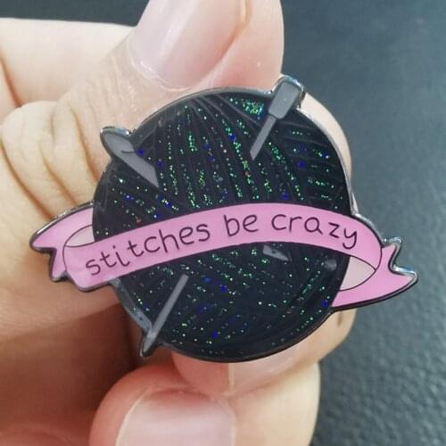 Stitches Be Crazy Crochet Kniting Yarn Ball Brooch Pins Enamel Metal Badges Lapel Pin Brooches Jackets Jeans Fashion Jewelry