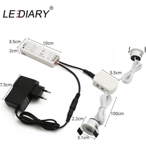 LEDIARY Spot LED Dimmable Lights 12V Mini Ceiling Downlights Set Recessed 1.5W 27mm Cut Hole Silvery Grey Remote Control Lamp