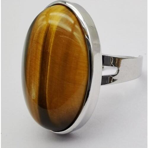 Tigereye Stone Oval Bead GEM Finger Ring Jewelry For Woman Gift Size 8 X112