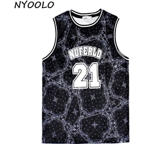 NYOOLO Vintage Streetwear Flower Letters Print Sleeveless Goth T-Shirt Women Men Cloth Summer O-Neck Hip Hop Basketball Uniforms