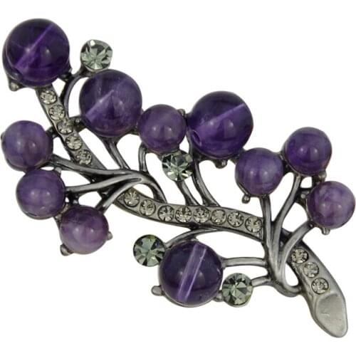WXJCAN purple resin stone vintage brooches pendant accessorie Metal tree brooch pin pins and brooches jewelry 60*30mm B5016