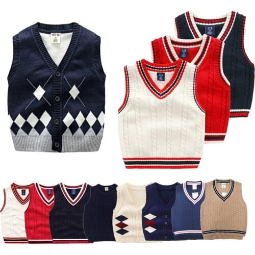 Boys Girls Vest Sweater Coat Pullover Clothing Autumn Warm Winter Knitted Vest Sweater Costume Children Clothing For 2-8 Years