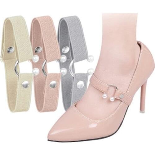 1pair Women Shoelace For High Heels Adjustable Elastic Shoe Strap Belt Ankle Holding Anti-skid High Heels Anti-drop Heel Strap