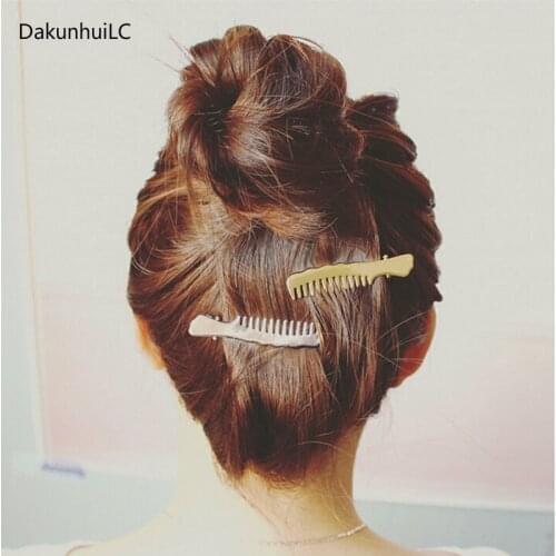1pcs Punk Smooth Comb Shape Mental Hairpins Gold Silvery Hair Clips for Girls Hair Accessories for Women Barrettes Bobby Pins