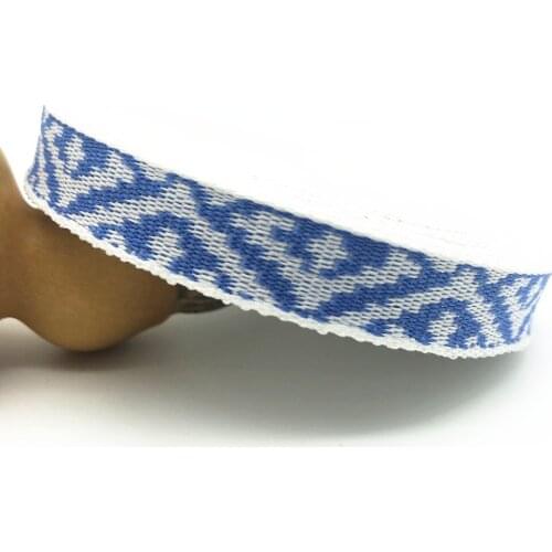 10Yards 13mm 1/2" Blue Geometric Jacquard Wedding Decoration Ribbon DIY Hair Bow Accessory Woven Ribbon Scrapbook Supplies
