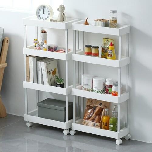 2/3/4 Tier Slim Storage Cart Mobile Shelf Unit Drawer Organizer Slide Out Trolley Cart Rack for Kitchen Bathroom Laundry Narrow