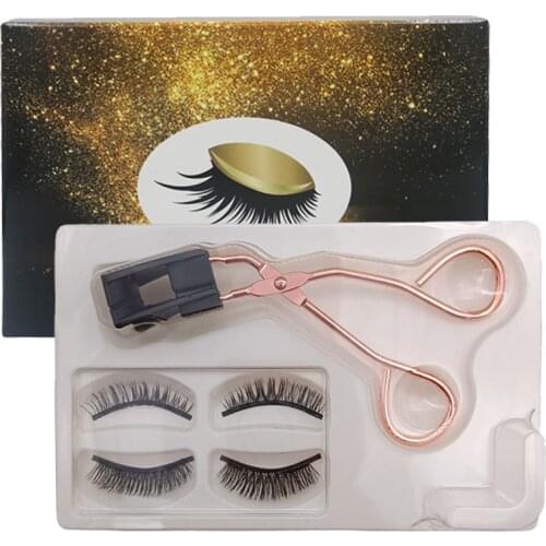 2 Pairs Dense Natural 3 Magnetic Eyelashes on Magnets False Eyelashe Long Makeup Eyelash Extension 3D Mink Magnetic Tweezer Kit