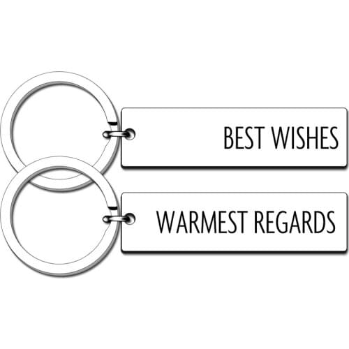 2pcs/lot Stainless Steel Best Wishes Warmest Regards Keychain Schitts Creek TV Show Merchandise Gift For Your BFF Key Rings