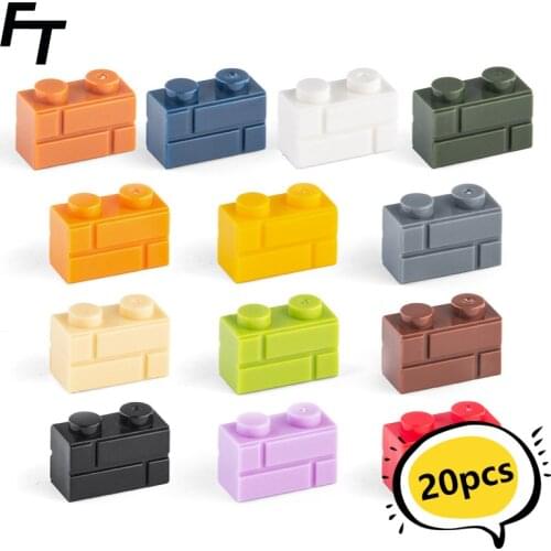 20 Pcs Bulk Small Particle 98283 MOC Building Block 1x2 Checkered Brick Wall Brick Accessories Building Block Castle Toys