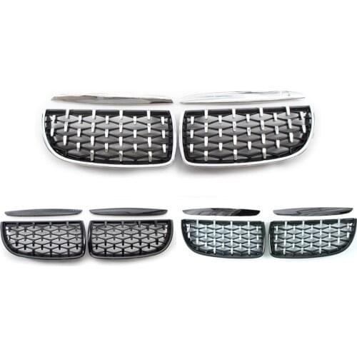 Diamond Style Grill For BMW 3 Series E90 E91 318i 320i 325i 328i 2005 2006 2007 2008 Gloss Black Front Bumper Kidney Grilles