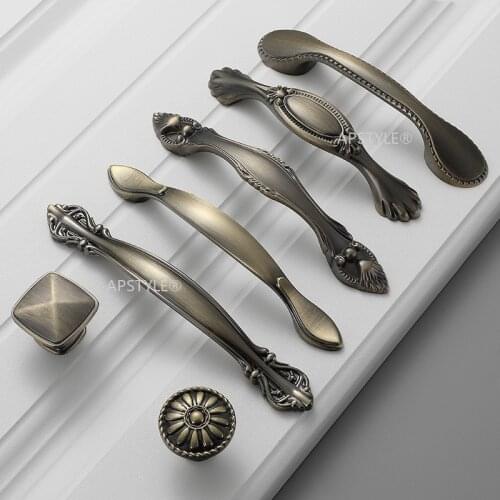 Antique Cabinet Cupboard Handles Bronze Kitchen Drawer Pulls Zinc Alloy Closet Dresser Hardware European Fashion