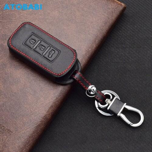 ATOBABI Leather Car Key Case For Mitsubishi 2013 2014 2015 Lancer Outlander ASX Attrag 3 Buttons Smart Remote Control Fobs Cover