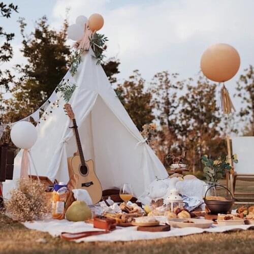 Big Size 2.2M Indian Childrens Tent Pyramid Outdoor Big Teepee Cotton Canvas Indian Family Picnic Tent Room Decoration