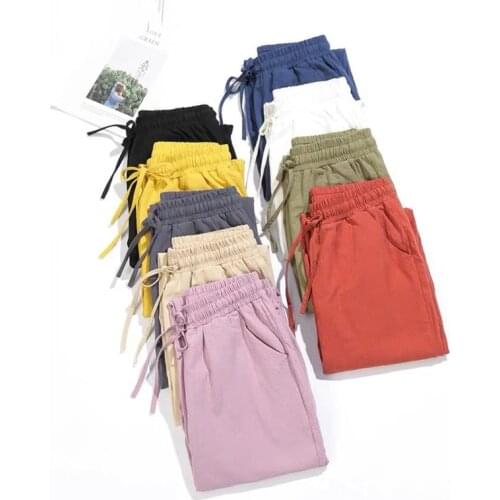 8 Colors Women High Waist Pencil Pants Summer White Black cotton linen Trousers plus Big Size pants 5xl 6xl 7XL