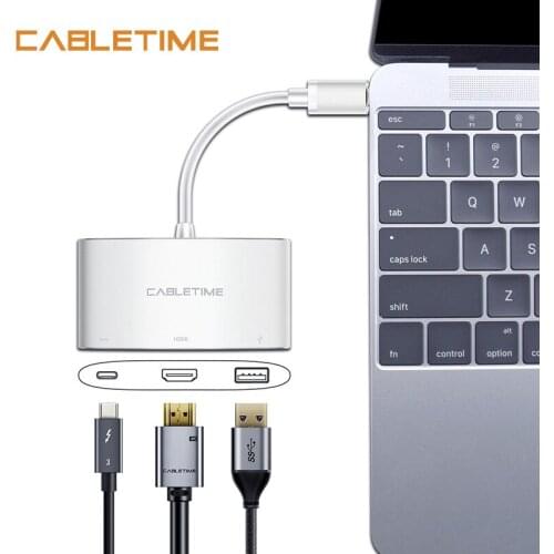 Cabletime USB C HDMI 4K Hub Type C 3.1 to Hdmi USB 3.0 Adapter USB C Converter for Macbook Chromebook Pixel Lumia USB C Hub N082