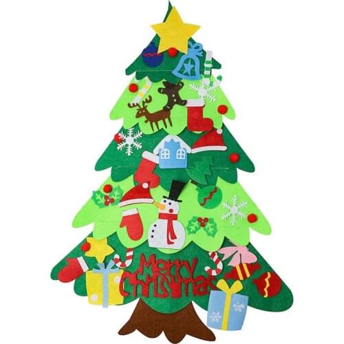 DIY Felt Christmas Trees Snowman Decoration Christmas Gift for Kids Velcro Hanging Pendants Ornament for Home Decoation