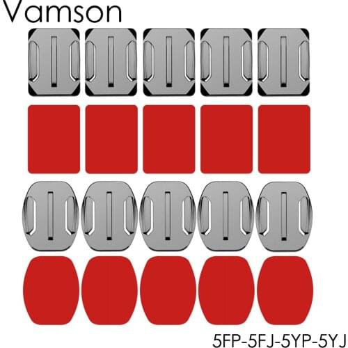 Vamson For Go Pro Adhesive Mounts 3M Sticky Hero 7 6 5 4 For DJI OSMO Action Curved Flat Mounts Sticky Pads for Xiaomi Yi VP106