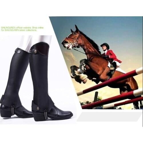Equestrian Leggings Microfiber PU Horse Riding Boots Cover Adults Children Leg-protector Equitation Equipement Cheval black