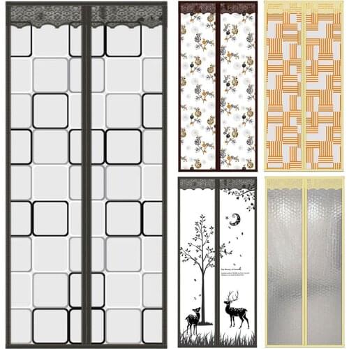Summer Plaid Deer Hands-Free Magnetic Door Fly Screen Anti Mosquito Mesh Curtain Fashion