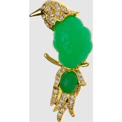 Amorita boutique design mini green color bird Brooches