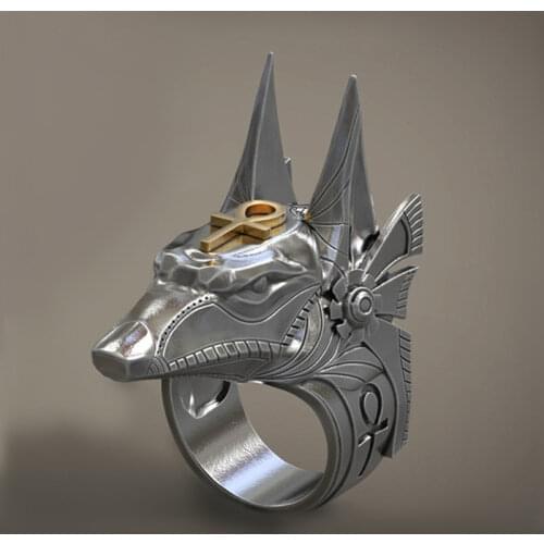 Fashion Hip Hop Men Anubis Egyptian Cross Beast Ring Party Jewelry No.7-13 Glow In The Dark Mens Ring Whole Sale