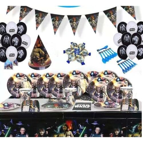 Planet party theme disposable tableware set paper tablecloth cup saucer cover birthday party decorations baby shower gift bag