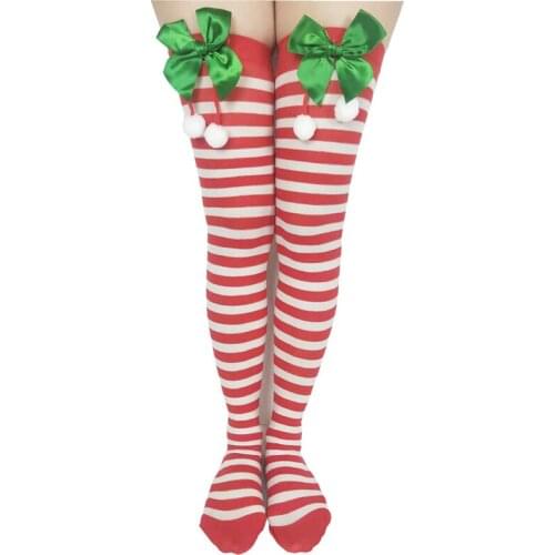 New Christmas Knee Socks Girl Women Winter Slim Striped Long Socks Floor Socks Long Tube Leg Socks Costume Knee High Socks Women