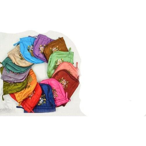 Wholesale 5PCS portable tooth embroidered bag with embroidery bag jewelry bag handmade flower bag features crafts