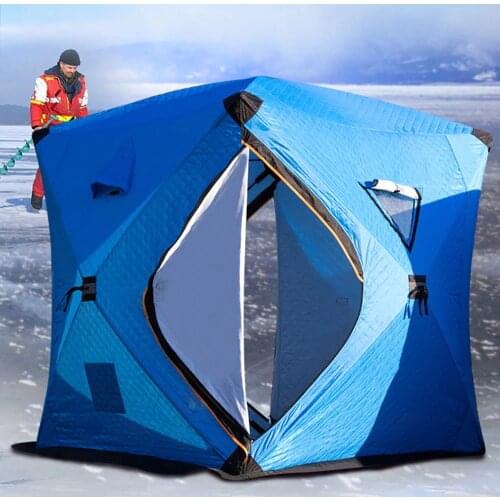 Quick Automatic Opening Winter Fishing Tent Thicken Cotton Warm Ice Fishing Tent Outdoor Camping 3-4 People Large Tent