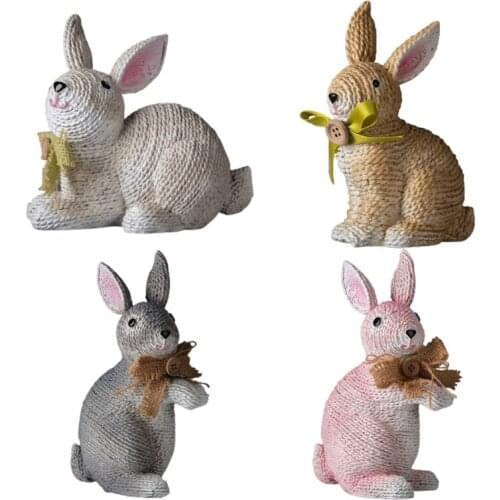 Easter Simulation Bunny Home Garden Bunny Creative Resin Bunny Ornament Simulated Rabbit Decor Garden Decoration